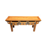 Oriental Copper Brown Ru Yi Apron 3 Drawers Low Bench Table ws5068S