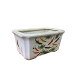 Distressed Off White Porcelain Koi Fishes Rectangular Planter Pot ws3203S