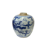 Oriental Dragon Phoenix Small Blue White Porcelain Ginger Jar ws3338S