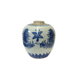 Oriental Flower Leaf Small Blue White Porcelain Ginger Jar ws3339S