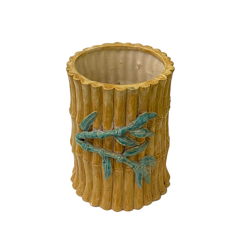 Chinese Bamboo Theme Brown Green Glaze Ceramic Display Container Art ws3345S Chinese Bamboo Theme Brown Green Glaze Ceramic Display Container Art ws3345S