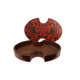 Chinese Distressed Brick Red Phoenix Graphic Oval Shape Box ws3391S