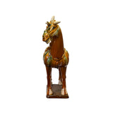 Chinese Distressed Tan Brown Color Glazed Ceramic Horse Figure ws3396S