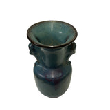 Chinese Ru Ware Drip Teal Blue Ceramic Accent Art Vase ws3406S