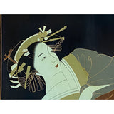 Vintage Wood Asian Japanese Lady Lacquer Wall Painting Art ws3410S