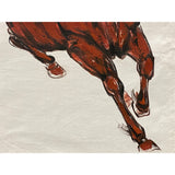 Oil Paint Canvas Art Brick Red Artistic Racing Horse Wall Decor Painting ws3413S