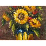 Impasto Oil Paint Canvas Art Sunflowers Yellow Vase Scroll Painting ws3426S