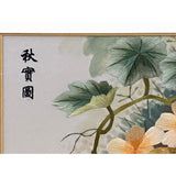 Oriental Chinese Pumpkin Squirrel Embroidery Framed Wall Decor ws3438S