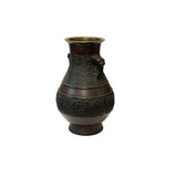 Vintage Look Chinese Brown Ancient Artistic Motif Vase Display Art ws3440S