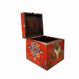Chinese Distressed Red Wheel Conch Graphic Square Shape Box ws3497S