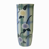 Artistic Flower Blue Green Checker Cross Porcelain Tall Slim Round Vase ws3513S