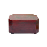 Vintage Distressed Brick Red Veneer Dragons Oriental Trunk Table ws3555S