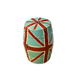 Turquoise Base Red Cross Line Pattern Round Porcelain Stool Table ws3560S