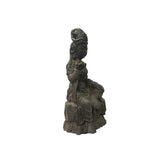 13.5" Iron Rustic Sitting Bodhisattva Kwan Yin Tara Lotus Buddha Statue ws3574S