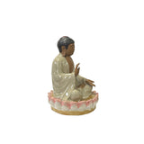 Chinese Ceramic Beige Color Sitting Buddha Amitabha on Lotus Statue ws3577S