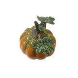 Artistic Orange Small Pumpkin with Leaf Ceramic Display Art Figure ws3578S