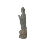 Vintage Rustic Wood Anjali Mudra Standing Buddha Amitabha Shakyamuni Statue ws3589S