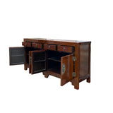 Oriental Brown Rattan Top 4 Drawers Credenza Buffet Sideboard Console Cabinet ws3603S