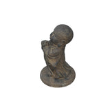 Chinese Dark Gray Stone Anjali Mudra Standing Cute Lohon Monk Statue ws3623S