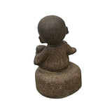 Oriental Gray Stone Little Lohon Monk Playing GoChess Statue ws3634S