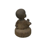 Oriental Gray Stone Little Lohon Monk Drawing Book Statue ws3636S