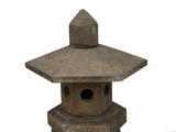 Chinese Gray Brown Hexagon Top Pagoda Shape Garden Stone Lantern ws3642S