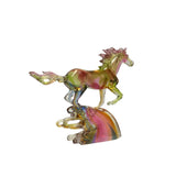 Chinese Mix Pink Crystal Glass Racing Horse on Cloud Display Figure ws3663S