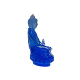 4.75" Blue Crystal Glass Lotus Cross Leg Medicine Amitabha Shakyamuni Buddha ws3666S