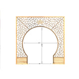 Chinese Tan Color Flower Ducks Geometric Round Arch Wood Room Divider ws3720S