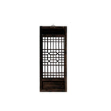 Chinese Vintage Restored Wood Geometric Pattern Brown Wall Hanging Art ws3741S