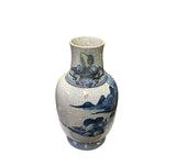 Vintage Chinese Crackle Ceramic Blue White Hand-painted Scenery Vase ws3778S