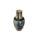 Vintage Chinese Crackle Ceramic Blue White Flower Birds Vase ws3779S