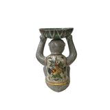 Vintage Oriental Gray Base Color Monkey Holding Bowl Figure ws3849S