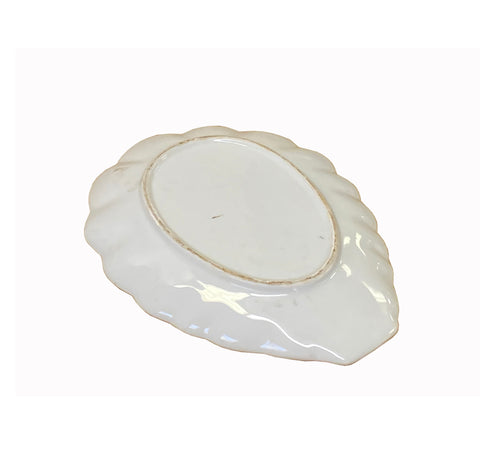 Chinese Off White Porcelain Scenery People Shell Shape Display Plate ws3862S