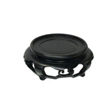 5" Chinese Black Wood Round Legs Table Top Stand Display Easel Riser ws3983S