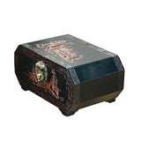 Vintage Asian Black Copper Color Scenery Motif Storage Accent Box ws4072S