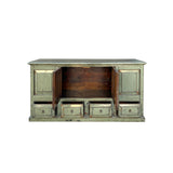 Distressed Gloss Gray 4 Doors Drawers Credenza Sideboard Console Cabinet ws4347S