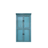 Distressed Turquoise Aqua Blue Tall Slim Shelves Drawers Storage Cabinet ws4366S