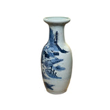 23.5" Vintage Blue White Scenery Porcelain Ru Yi Ear Art Vase ws4430S
