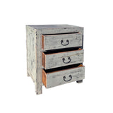 Distressed Pale Gray Marks 3 Drawers End Table Nightstand ws4439S