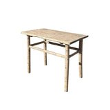 Rustic Raw Bleach White Wash Wood Rectangular Console Side Table ws4464S