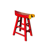 Sharp Red Yellow Fish Shape Seat Top Wood Tall Bench Stool ws4475S