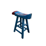 Sharp Blue Red Fish Shape Seat Top Wood Tall Bench Stool ws4486S
