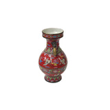 Oriental Red Elephant Heads Cranes Flower Graphic Small Porcelain Art Vase ws4506S