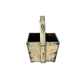 Vintage Rustic Off White Square With Handle Wood Bucket ws4511S