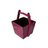 Vintage Rustic Hot Pink Red Square With Handle Wood Bucket ws4512S