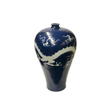Oriental Cobalt Navy Blue Glaze White Dragon Ceramic Art Vase ws4519S