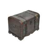 Vintage Weathered Patina Treasure Chest Shape Wood Trunk Box ws4528S