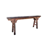 Distressed Rustic Pink Village Slim Narrow Wood Bench ws4542S
