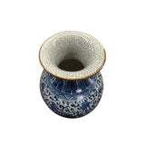 Orient Off White Crackle Blue Floral Pattern Pottery Ceramic Vase ws4563S